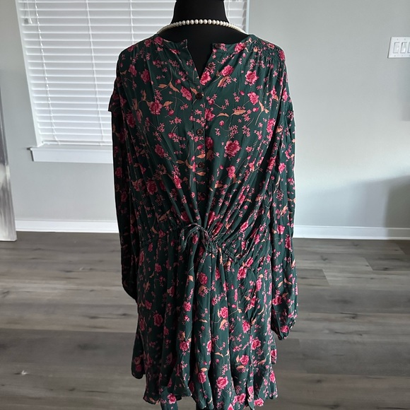 NWT Free People Emerald Flower Fields Long Sleeve Button Mini Dress - Picture 5 of 12